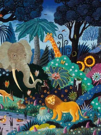 Produit Puzzle en Bois Découpé à la Main - Nuit Dans La Jungle Image