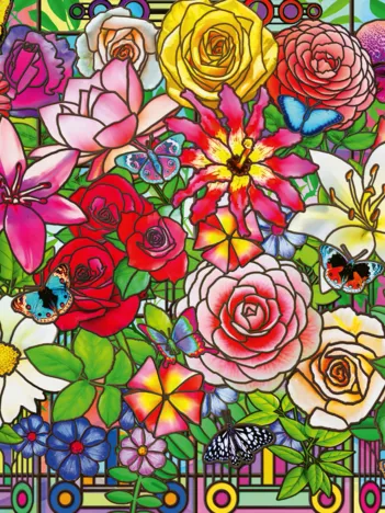 Produit Bien Être & Puzzle - Fleurs En Vitrail Image