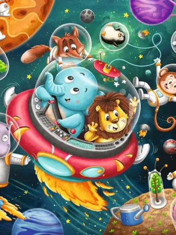 Produit 2 Puzzles - Animaux dans l'Espace Image