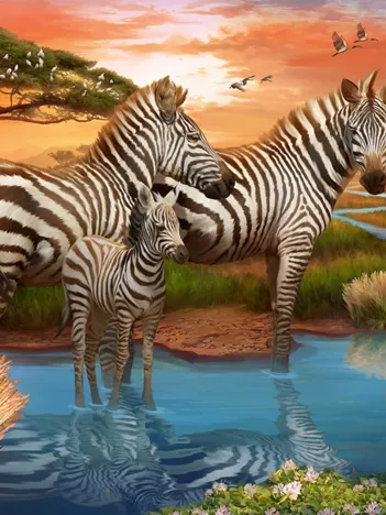 Produit Zèbres au Point d'Eau Image