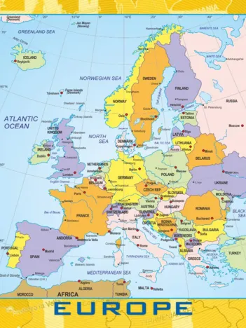 Produit Carte de l'Europe avec les drapeaux Image