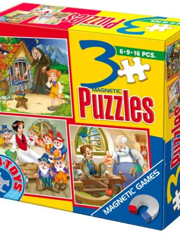 Produit 3 Puzzles Magnétiques - Pinocchio, Hansel et Gretel, Blanche Neige Image