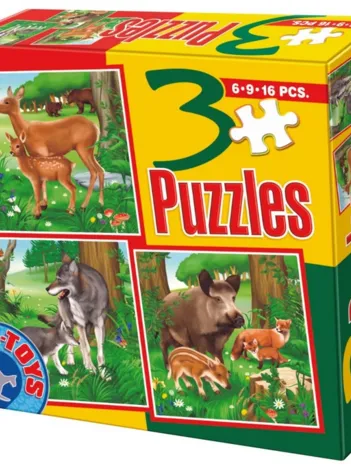 Produit 3 Puzzles - Loups, biches et sangliers Image