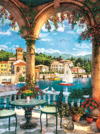 Produit Balcon Avec Vue Sur Le Lac De Côme Image