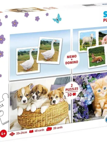Produit Superkit 4 en 1 - Animals (2 Puzzles + Memory + Domino) Image