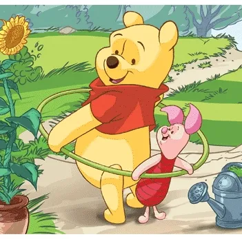 Produit Winnie l'Ourson fait du cerceau avec Porcinet Image