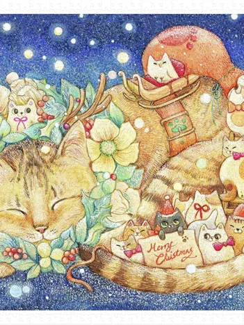 Produit Cotton Lion - Christmas Night & Cats Image