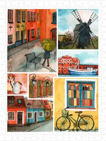 Produit Puzzle en Plastique - Beautiful Collage of Tranquil Streets Image