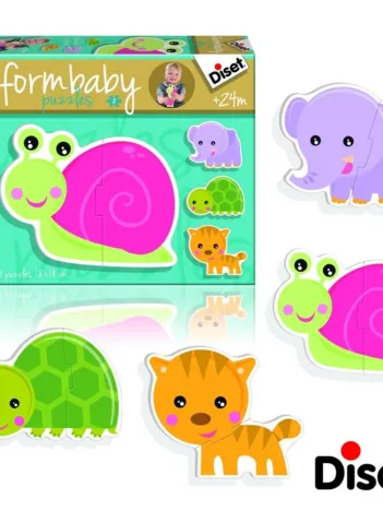 Produit 4 Puzzles Baby Form : Escargot, Tortue, Eléphant et Tigre Image