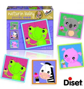 Produit 4 Puzzles Naturin Baby : Grenouille, Zèbre, Cochon et Ourson Image