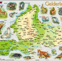 Puzzle Cadre - Carte de Gelderland et ses Animaux (en Allemand)