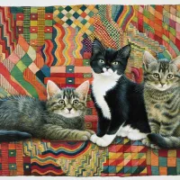 Christie, Posky and Zelly on a Deco rug