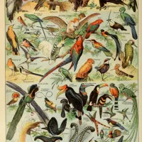 Illustration du Larousse pour Tous : Oiseaux, XIXè Siècle