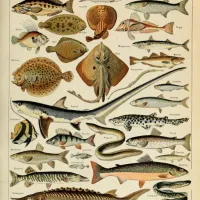 Illustration du Larousse pour Tous : Poissons, XIXè Siècle
