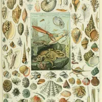 Illustration du Nouveau Larousse Illustré : Mollusques, XIXè Siècle