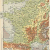 Carte de la France Physique - Larousse, 1925