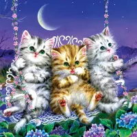 Chatons se Balançant au Clair de Lune