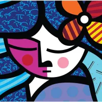 Romero Britto - Girl with flower