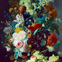 Jan Van Huysum - Still Life with Flowers and Fruit, 1715