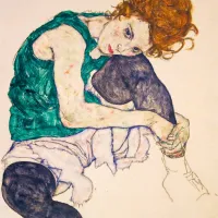 Egon Schiele - Seated Woman with Legs Drawn Up, 1917