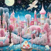 Village de Noël en Rose