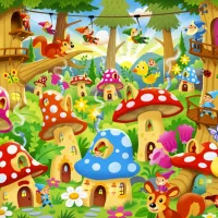 Gnomes in Mushroom Homes