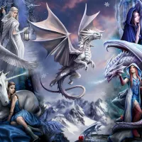 Anne Stokes - Silver Dragon Collage