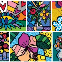 Romero Britto - Collage: Flowers