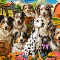 Happy Dogs In The Countryside