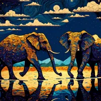 Des Éléphants Pleins de Vie