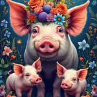 Famille Cochon en Promenade