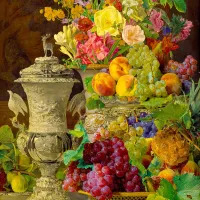 Ferdinand Georg Waldmuller : Nature morte aux fruits
