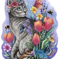 Puzzle en Bois - Chat Printanier