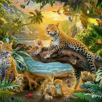 Famille de Léopards dans la Jungle
