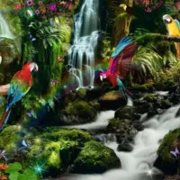 Perroquets dans la Jungle