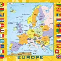 Carte de l'Europe avec les drapeaux