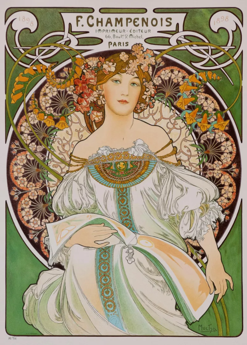 2 Puzzles - L'Art de Mucha : Rêverie, 1898 - Biscuits Lefèvre-Utile, 1896