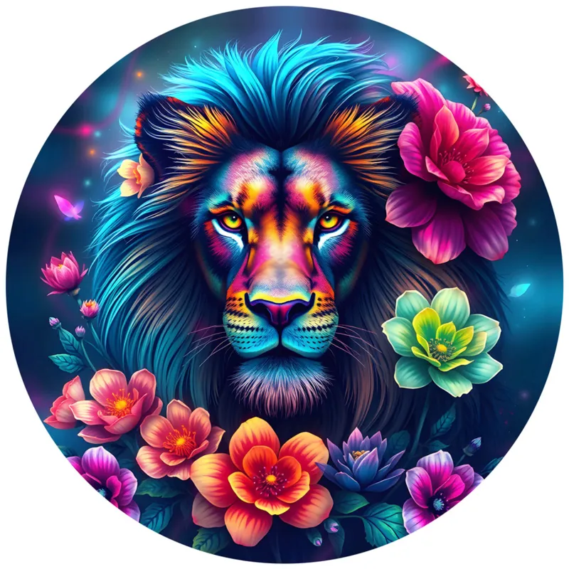 Puzzle Rond - Rainbow Lion