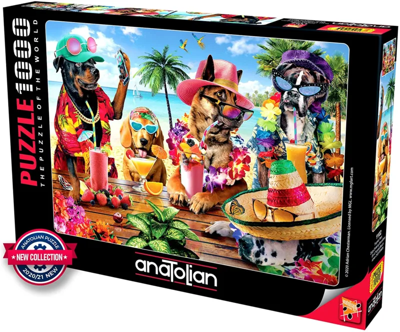 Dogs Drinking Smoothies On A Tropi