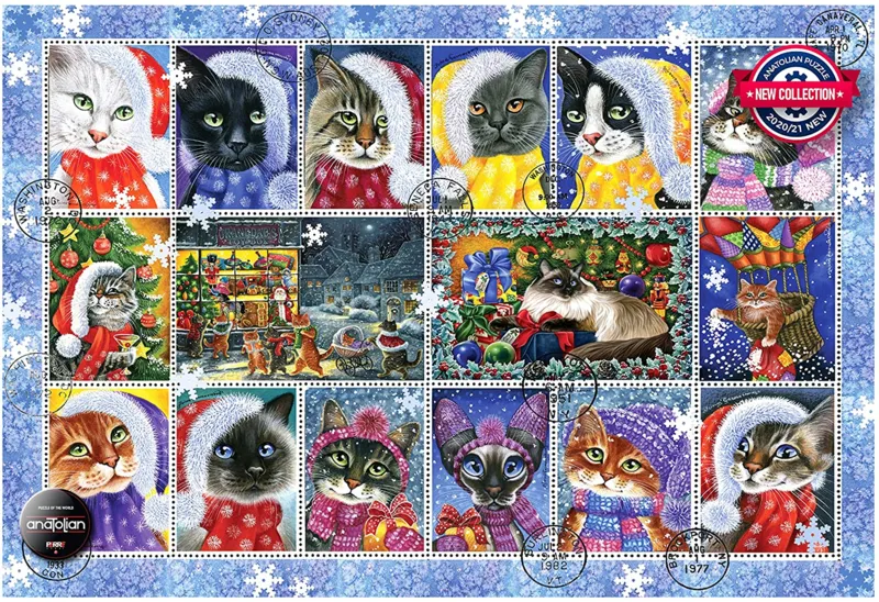 Christmas Cat Stamp Collection