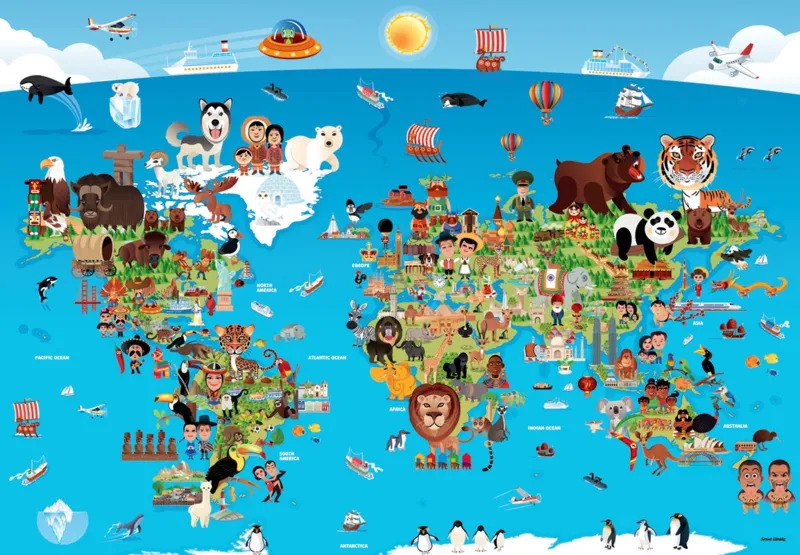 Pièces XXL - Cartoon World Map