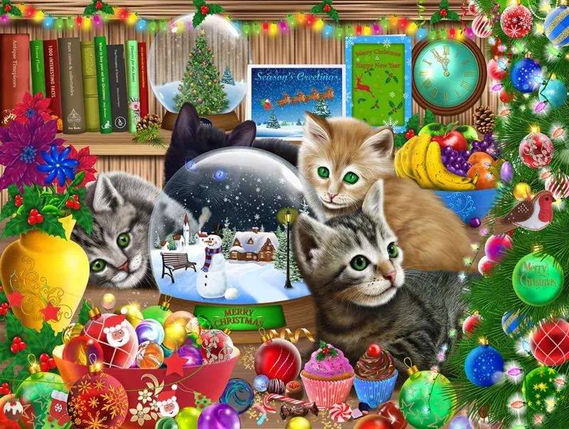 Pièces XXL - Chatons et Boule à Neige
