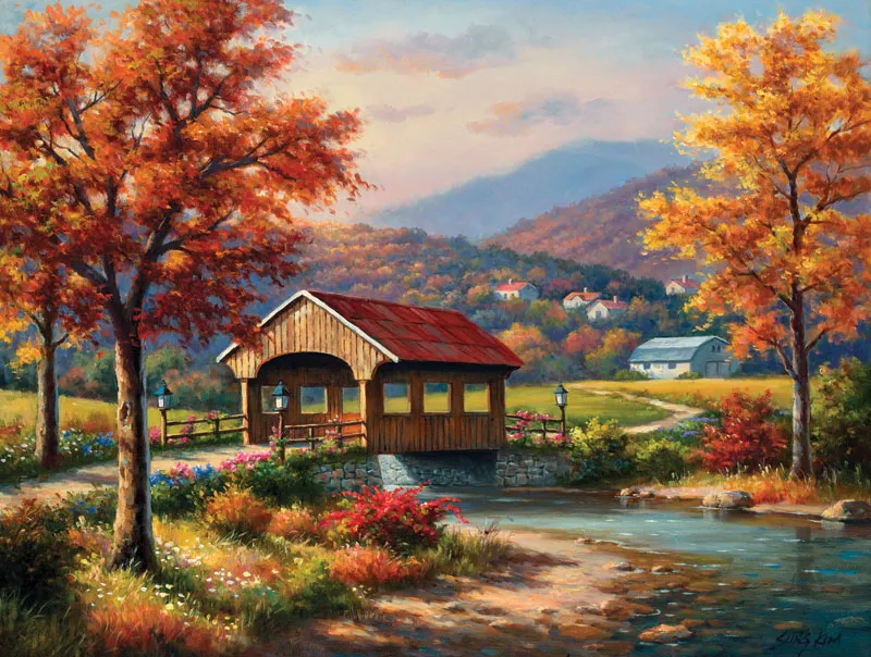 Pièces XXL - Covered Bridge in Fall