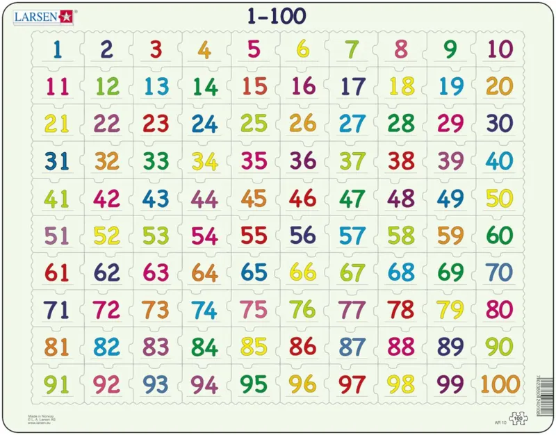 Puzzle Cadre - Apprendre à Compter : Chiffres de 1 à 100