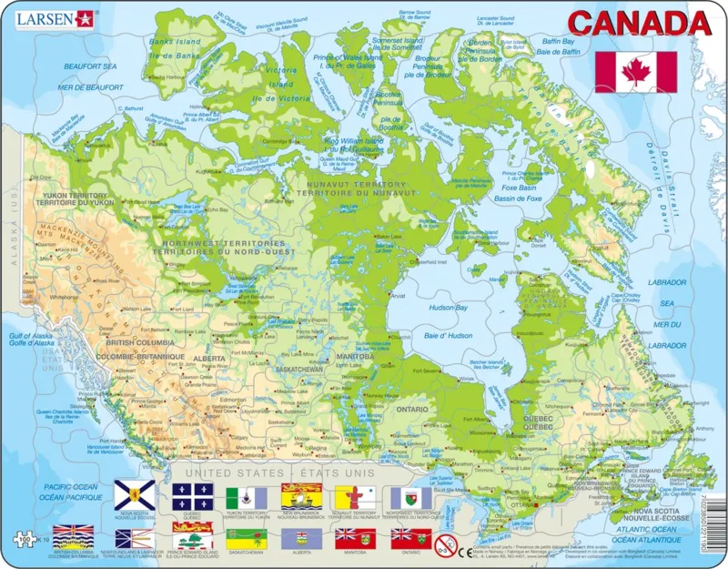 Puzzle Cadre - Carte du Canada (en Français et Anglais)