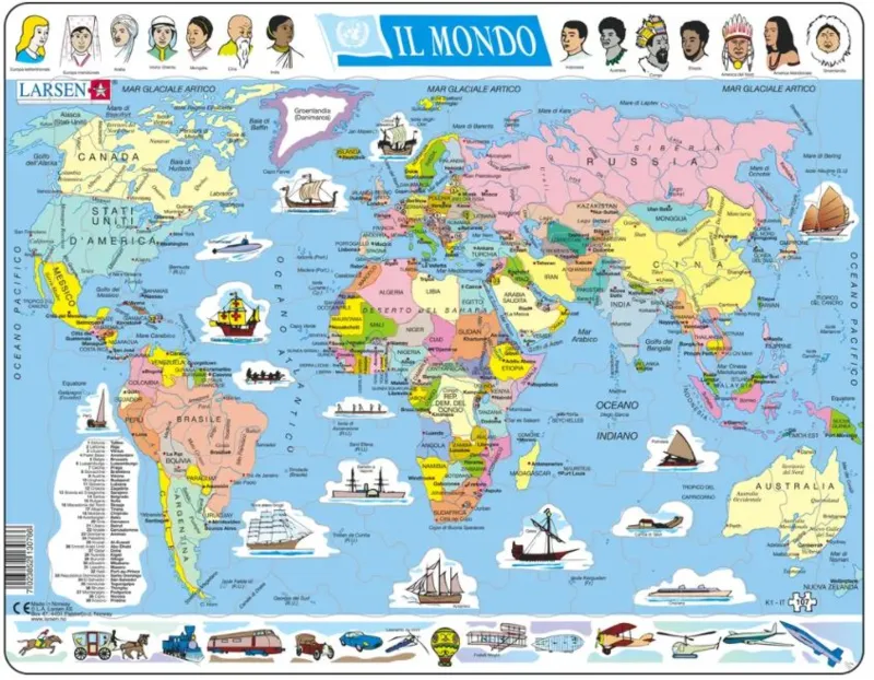 Puzzle Cadre - Carte Politique du Monde (Italien)