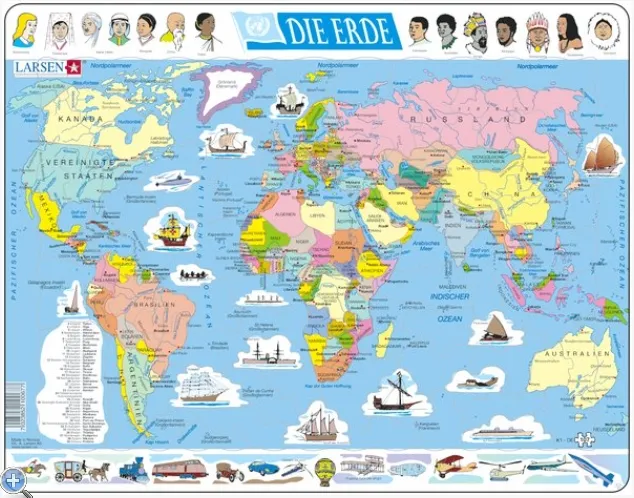 Puzzle Cadre - Carte du Monde (en Allemand)