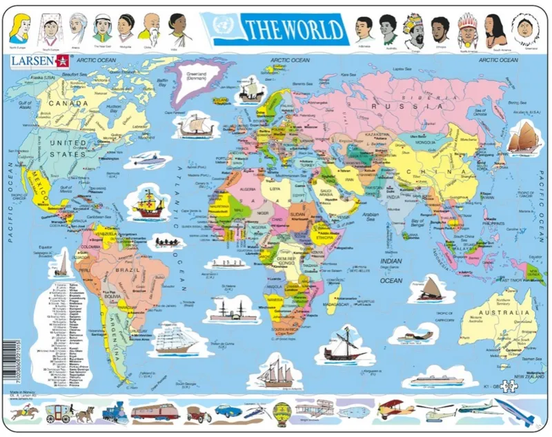 Puzzle Cadre - Carte du Monde (en Anglais)