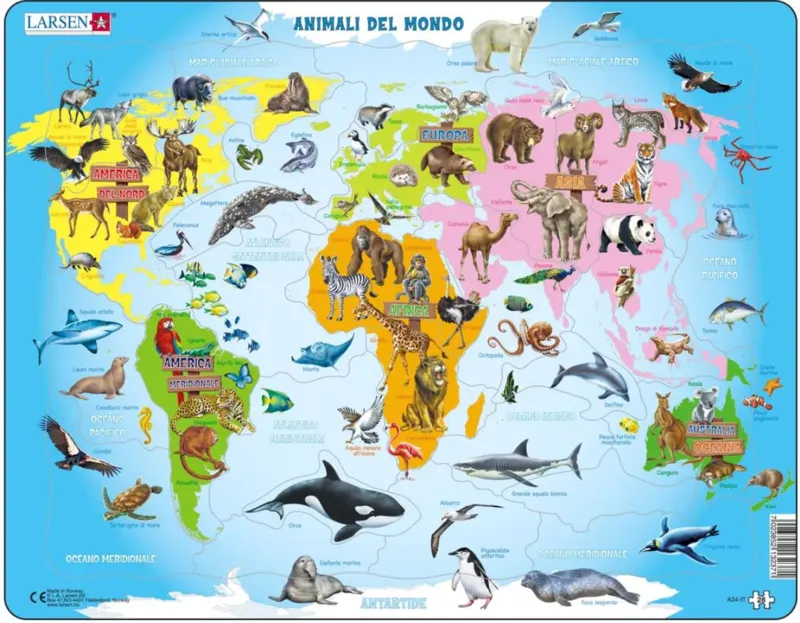 Puzzle Cadre - Animaux du Monde (Italien)
