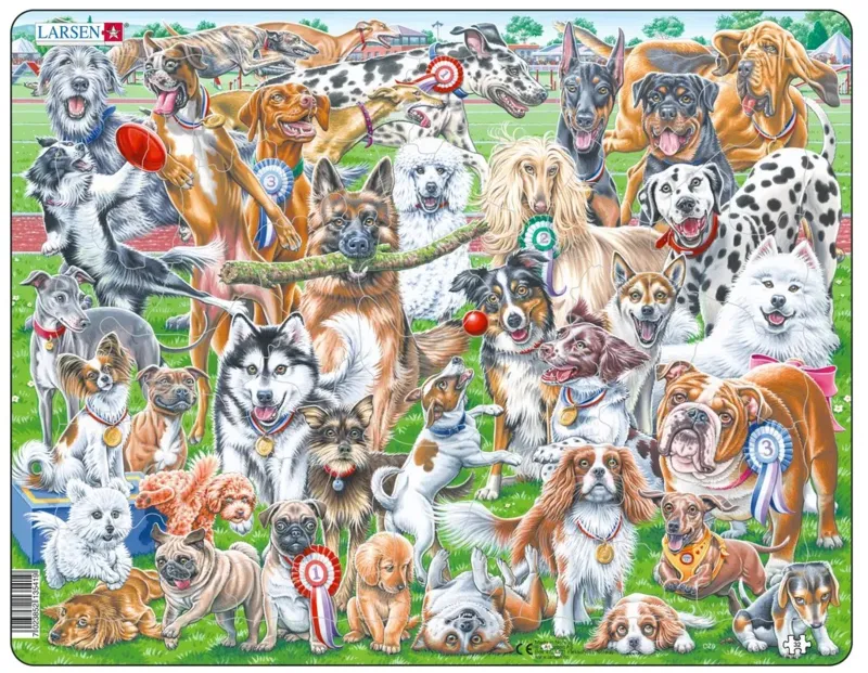 Puzzle Cadre - Chiens mignons et joueurs